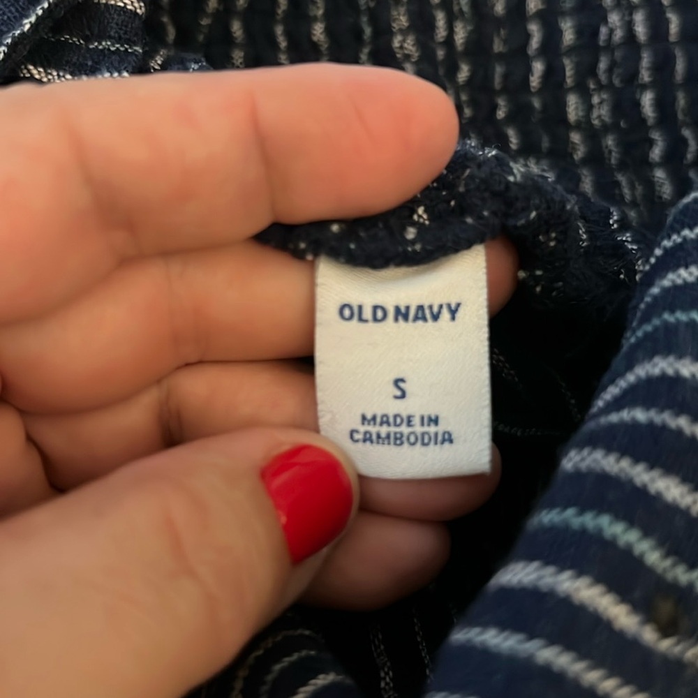 Old Navy Blue Striped Jumpsuit with Pockets - Picture 2 of 10